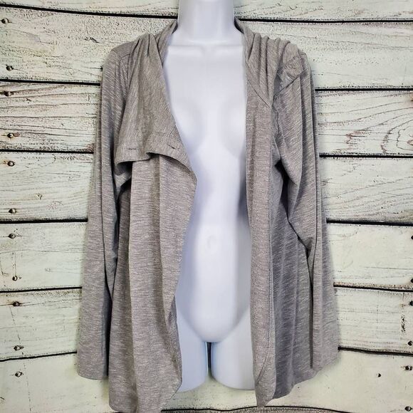 Maurices Women’s Gray Draped Open Front Cardigan Hoodie Long Sleeve Size 1X - Picture 1 of 10